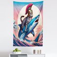 thumbnail image 2 of Ambesonne Cat Wall Hanging Tapestry, Ancient Greek Kitty on Shark, 30"x45", Blue and Pale Pink, 2 of 3