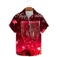 thumbnail image 2 of WREESH Men's Happy Valentine's Day Printed Shirt Button Up Shirts Short Sleeve Hawaiian Shirt Summer Tops Multicolor, 2 of 5