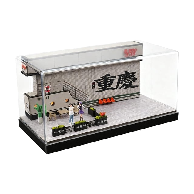 Yinanstore 1/64 Scale Model Car Display Case Showcase Organizer, Street Diorama, Photo Prop, Scenario Storage Box, Miniature Scene Model