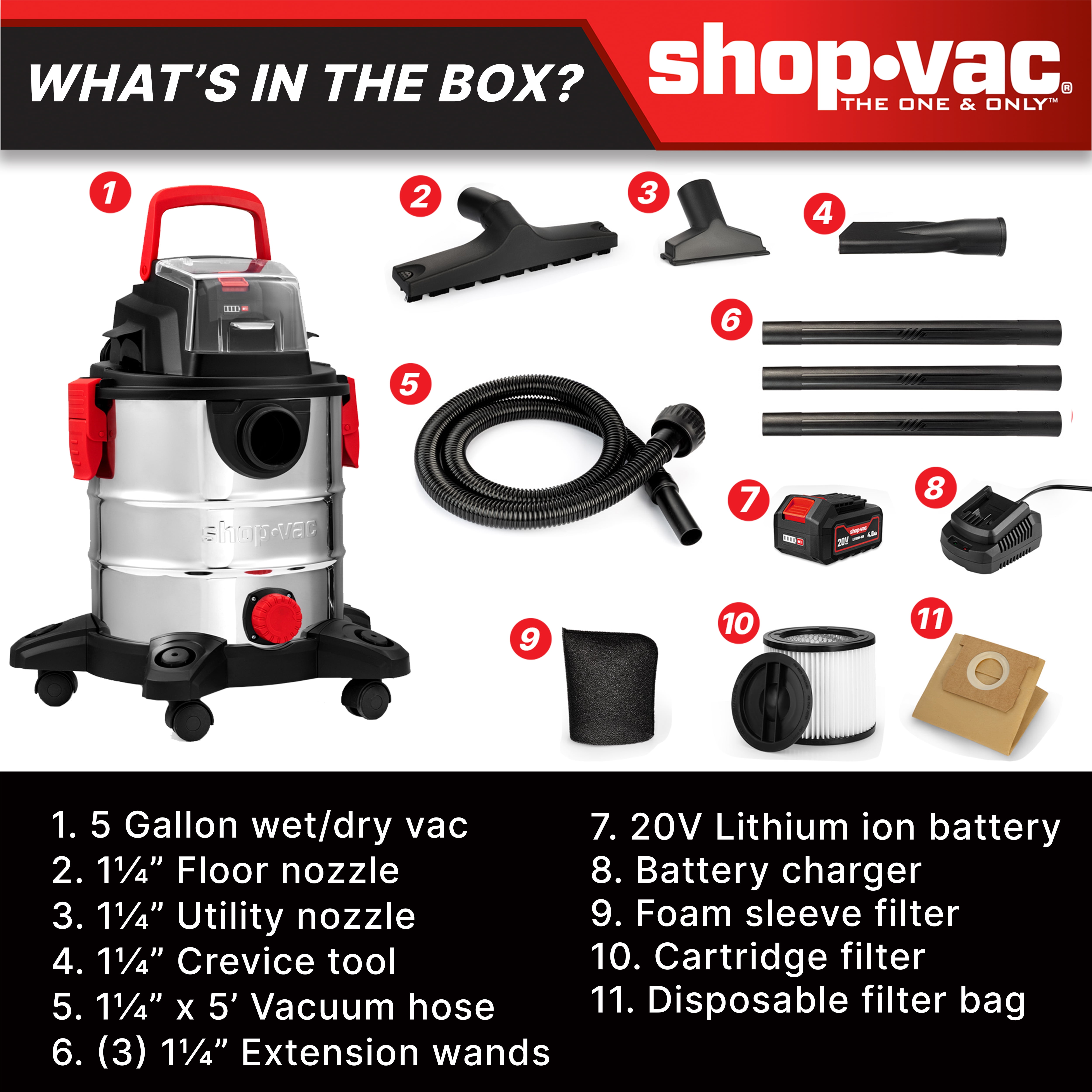 Shop-Vac 20V 5G Wet Dry Vac (4.0Ah)