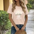 thumbnail image 2 of Tnhcen Women's Summer Slim Fit Casual Floral Print Round Neck Short Sleeve T - Shirt 95% Polyester 5% Spandex Cotton - Like Stretch S - 2XL Plus Size Floral Tee, 2 of 5