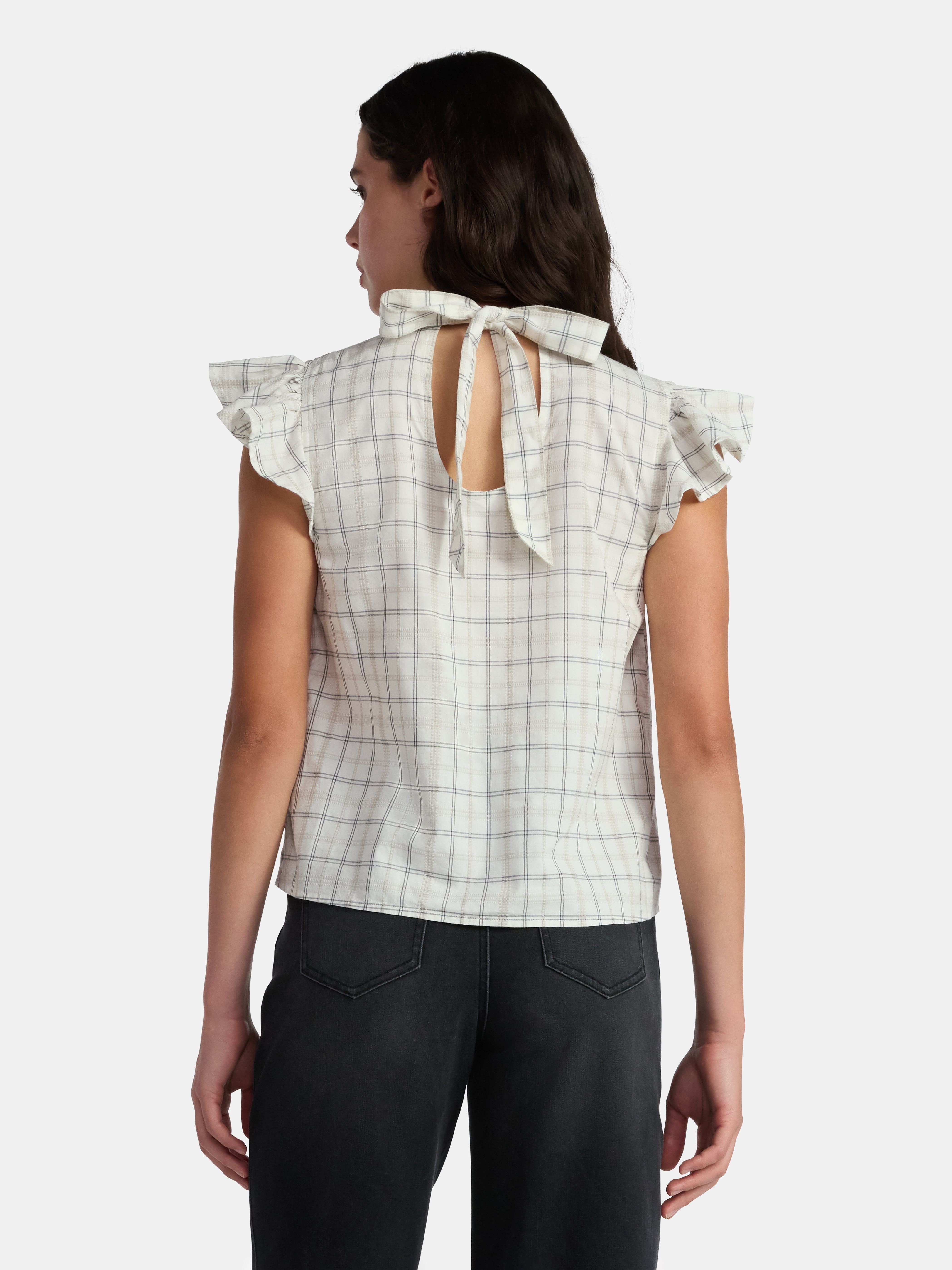 Time and Tru Women's Mock Neck Top with Flutter Sleeves, Sizes XS-XXXL