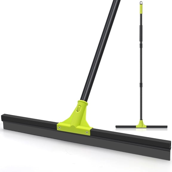 TidyBliss Floor Squeegee Heavy Duty, 24" Rubber Water Scraper Broom for Garage (Green)