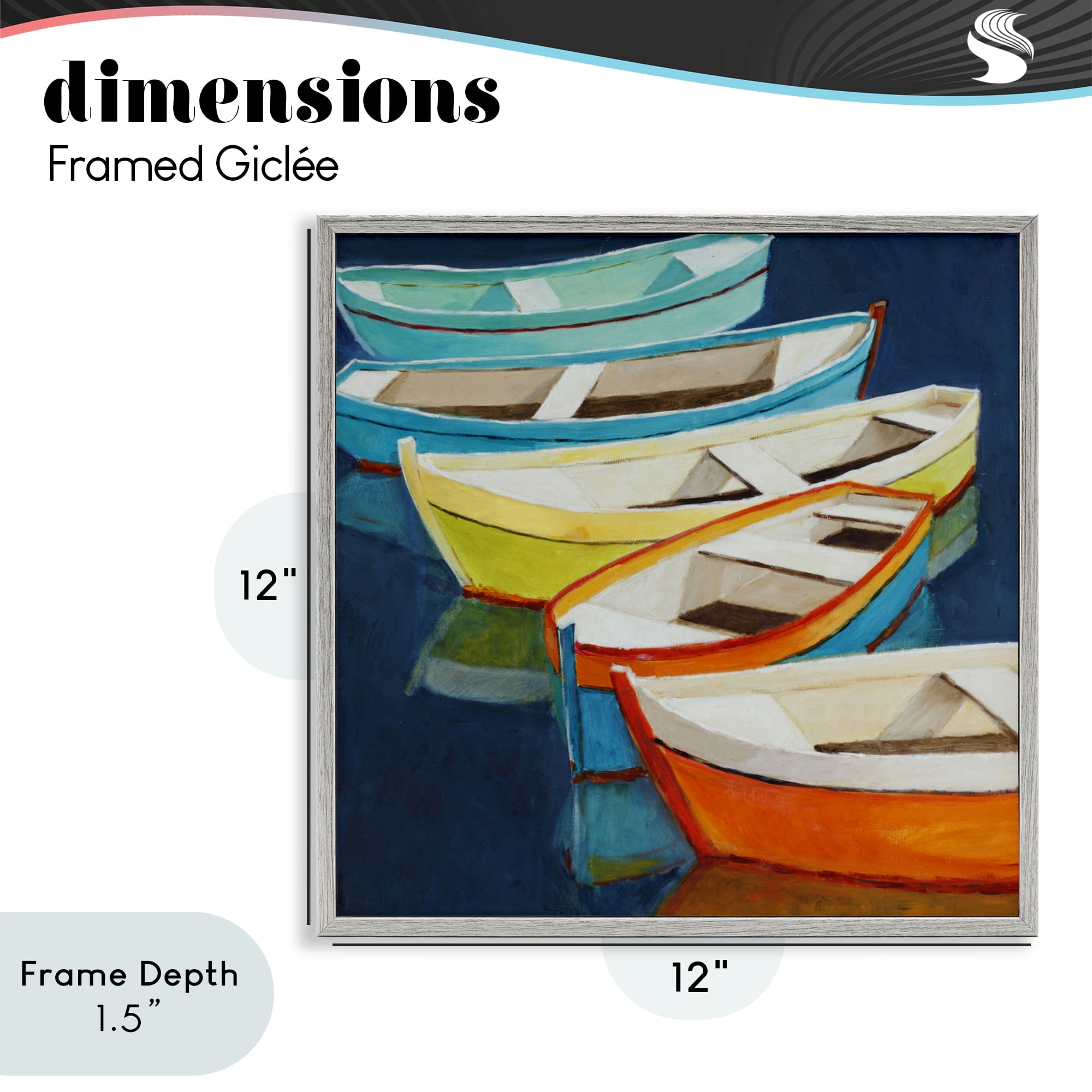 Stupell Industries Serene Rowboats in Summer Gray Framed Giclee Art, design by Lorenzo Collective