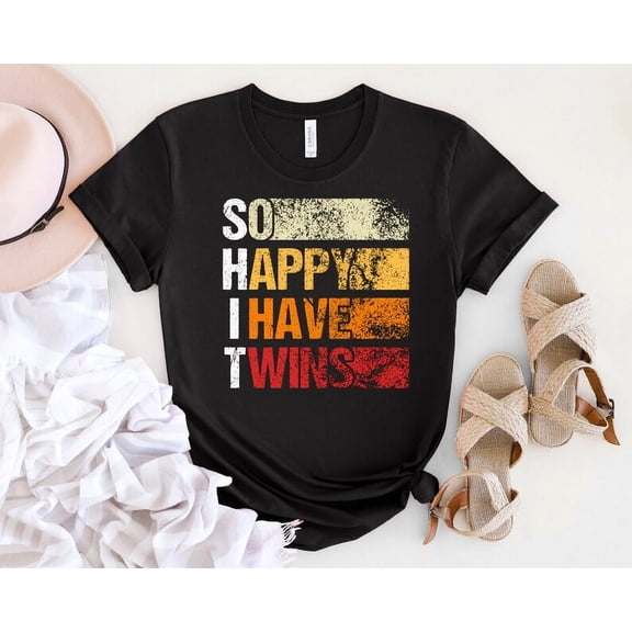 So Happy I Have Twins, Funny Parent Mom Dad Saying, Funny Pregnancy Announcement Shirt, Twins Baby Announcement, Gift For Friend
