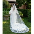 thumbnail image 2 of Stunning Blue 3D Floral Outdoor Wedding Veil with Comb - Long Cathedral Tulle Bridal Accessory, 2 of 6