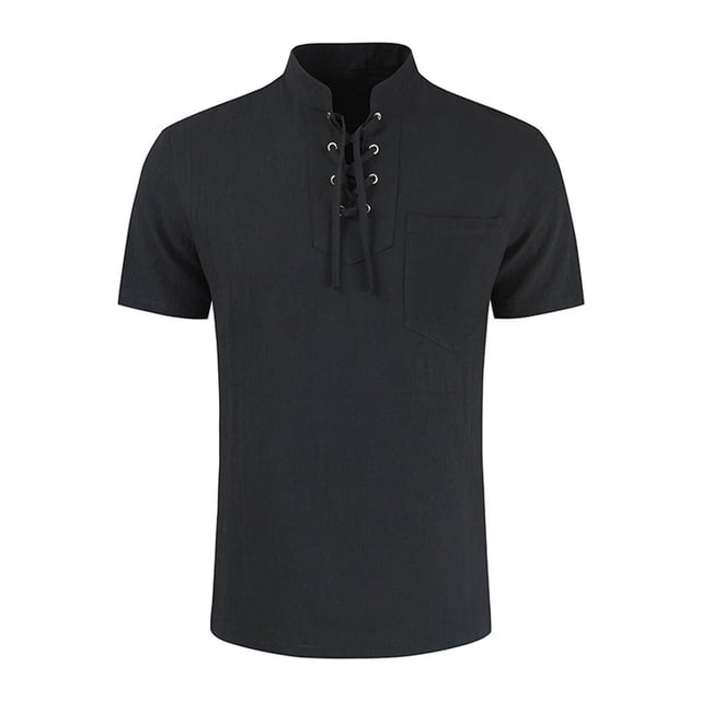 pstuiky camisetas de manga corta para hombre, Camisa informal de manga corta con cuello alto y cómoda para hombre ropa de hombre l