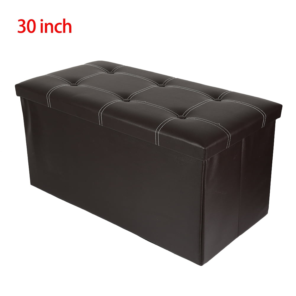 2 SEATER LARGE FOLDING STORAGE OTTOMAN BENCH SEAT BLANKET TOY BUTTON CHEST BOX 