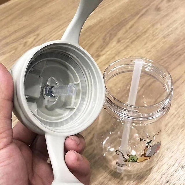 Vaso de agua HUOGUO, 280 ml, diseño creativo de dibujos animados de animales para niños con pajita