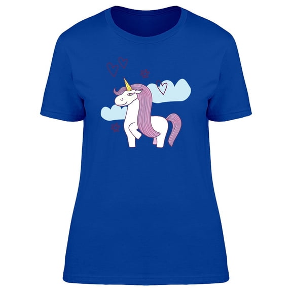 Cool White Purple Unicorn Doodle Tee Women's -Image by Shutterstock