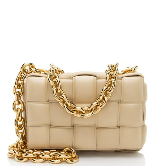 Pre-Owned Bottega Veneta Lambskin Cassette Chain Maxi Shoulder Bag