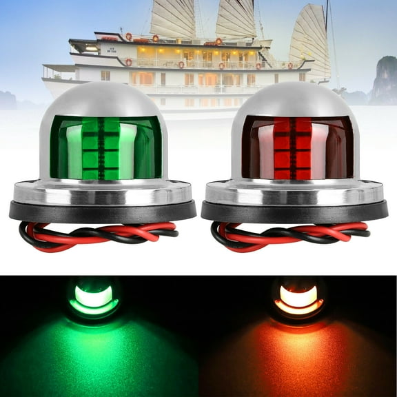 YouLoveIt 2Pcs LED Navigation Lights Red and Green Lights Marine Sailing Signal Lights for Marine Boat Yacht Pontoon Stainless Steel LED Bow Navigation Lights