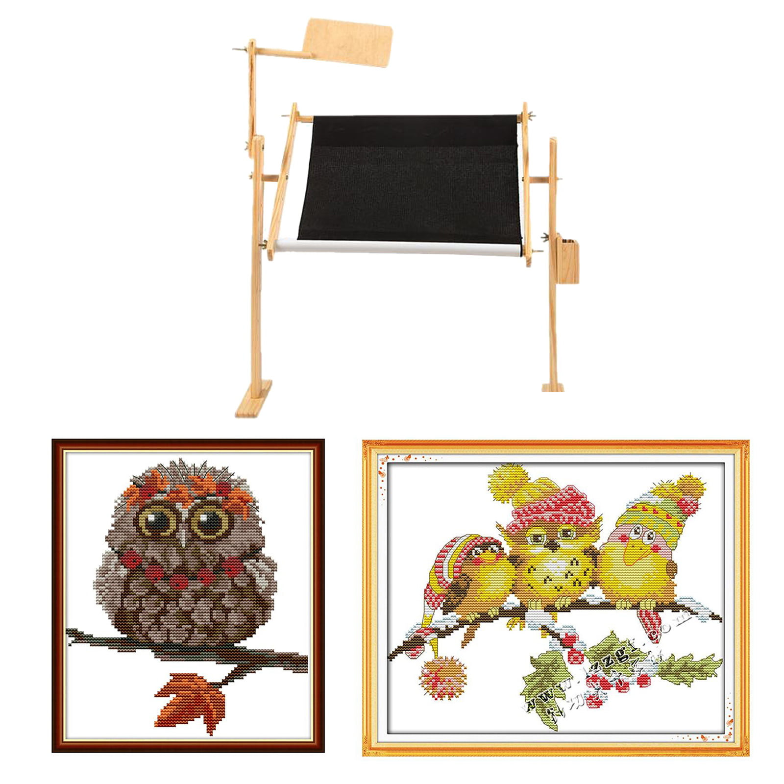 AllAboutEmbroideryUA Needlework Table and Lap Hands-Free Stand with Adjustable Frame Made of Organic Beech Wood Tapestry Cross Stitch Embroidery Frame