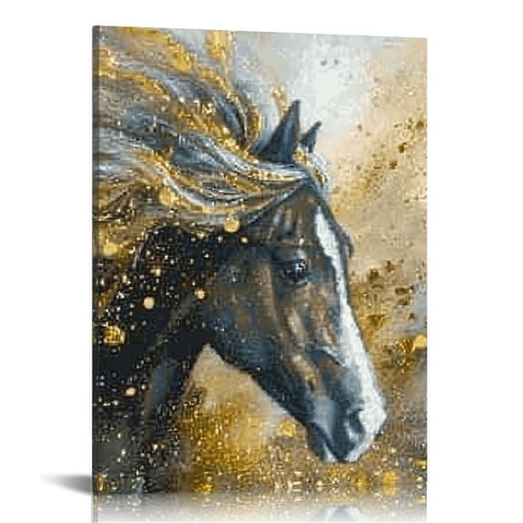 FCXZI Horse Wall Art Horse Running Canvas Horse Pictures Wall Decor Wild Horses Canvas Wall Art Modern Abstract Horse Pictures for Bedroom Home Decorations 12x16in