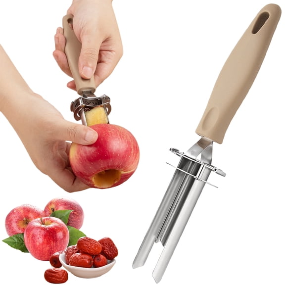 Adjustable Apple Corer, Stainless Steel 2-in-1 Fruit & Vegetable Corer, Seed Remover for Bell Pepper, Pear, Red Dates, Dishwasher Safe Kitchen Gadget, 1 Pcs, 8.86 Inches