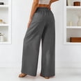 thumbnail image 5 of Palazzo Pants for Women Spring Fall Elastic Waist Wide Leg Loose Fit Casual Flowy Vacation Beach Pants with Pockets, 5 of 6