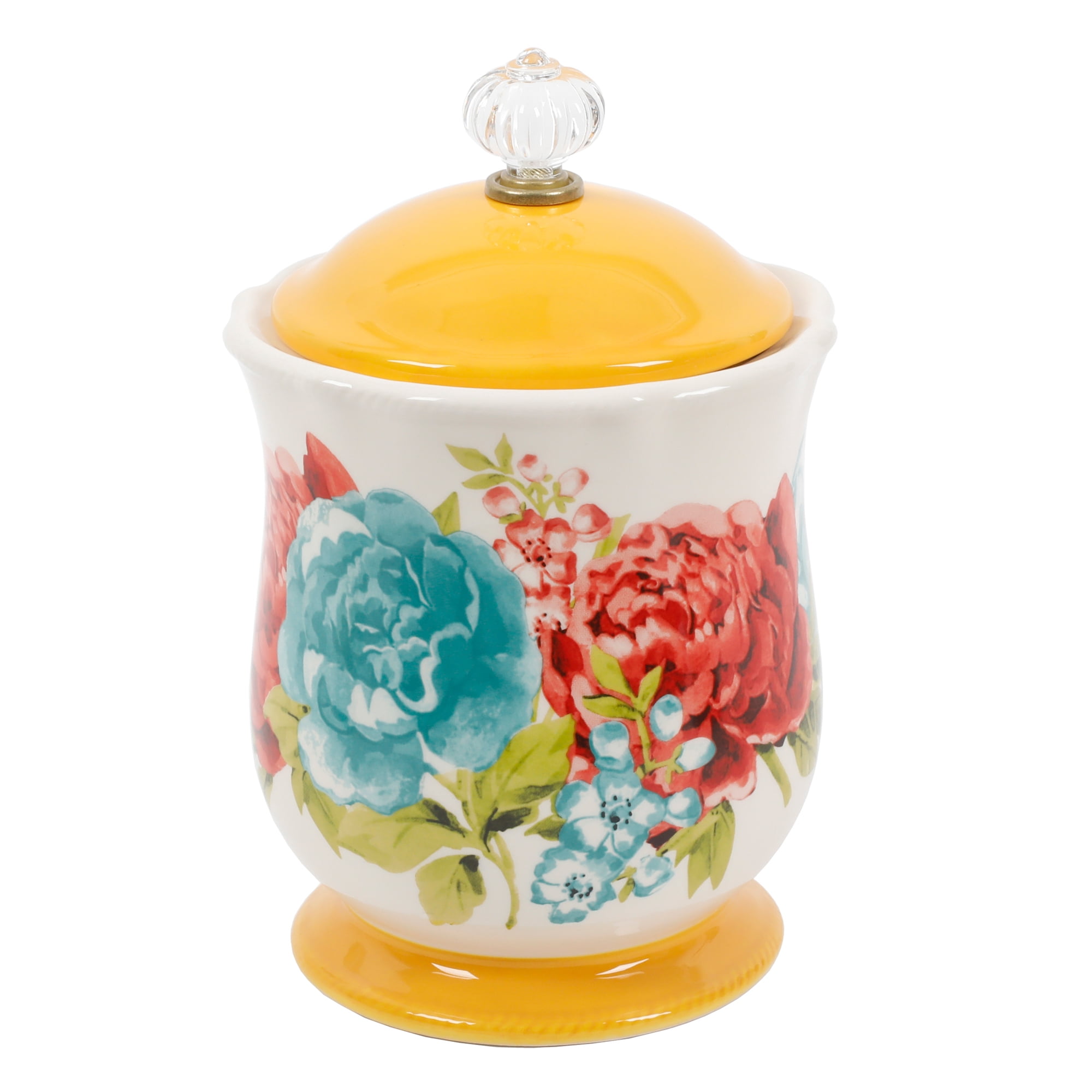 The Pioneer Woman Blossom Jubilee Canister with Acrylic Knob, 8.75'