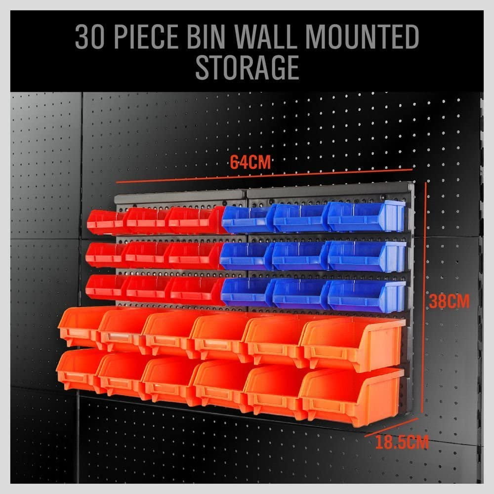 Wall Mounted Storage Bins Organizer 30PC Garage Tool Parts Rack for Men's Gift