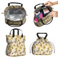 thumbnail image 2 of Sunflower and Guitar Cream Pattern Drawstring Insulated Lunch Bag for Women, Stain-Resistant Large Lunch Tote with Multi-Pockets for Work Office, 2 of 6