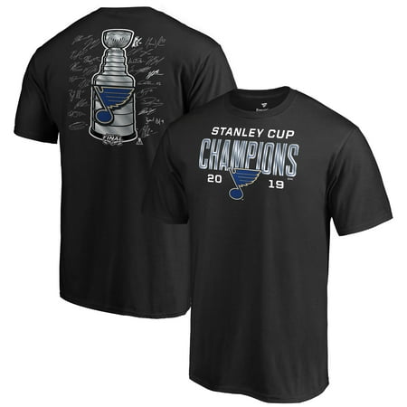 St. Louis Blues Fanatics Branded 2019 Stanley Cup Champions Goaltender Signature Roster T-Shirt -