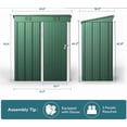 thumbnail image 7 of 5'x3' Outdoor Storage Shed, Galvanized Metal Shed with Lockable Door & Air Vent, Weather-Resistant Shed for Backyard/Patio/Garden/Lawn, Green, 7 of 7