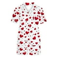 thumbnail image 3 of Censtreet Womens Pajamas Set Button Down Summer Heart Printed Sleepwear Short Sleeve Comfy Pjs Loungewear Set, 3 of 5