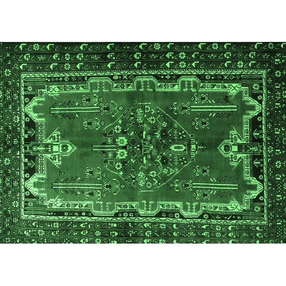 Ahgly Company Indoor Rectangle Persian Emerald Green Traditional Area Rugs, 4' x 6'