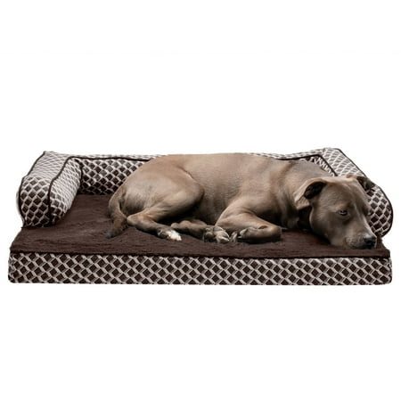 UPC: 0842229105063 | FurHaven Pet Products Plush & Decor Orthopedic Comfy Couch Pet Bed for Dogs & Cats – Diamond Brown Large