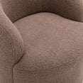 thumbnail image 6 of PORKISS Swivel Accent Chair, Armchair with Teddy Fabric, Barrel Chair with Black Powder Coating Metal Ring for Living Room, Bedroom, Coffee Brown, 6 of 8