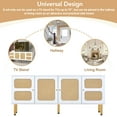 thumbnail image 4 of Tensun TV Stand 65 Inch TV Console with Rattan Door and Gold Metal Base, Suitable for TVs Up to 70'', Boho Style Entertainment Center Providing Ample Storage, White Finish, 4 of 5