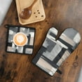 thumbnail image 5 of Black and Grey Abstract Art Artwork Kitchen Oven Mitt and Pot Holder Sets 2 Pcs for Baking, Cooking and Grilling, Heat Resistant Up To 392 °F, 5 of 7
