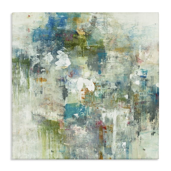 Stupell Industries Contemporary Modern Earth Tone Abstraction Busy Blue Green Canvas Art, 17 x 17, by Lisa Ridgers