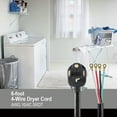 thumbnail image 6 of Hyper Tough 6FT 10AWG 4 Prong Black Indoor Dryer Appliance Cord, 30 Amps, 6 of 9