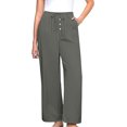 thumbnail image 2 of FNFYFH Clearance Ladies Casual Long Linen Trousers Loose Fit Solid Color Summer, 2 of 8