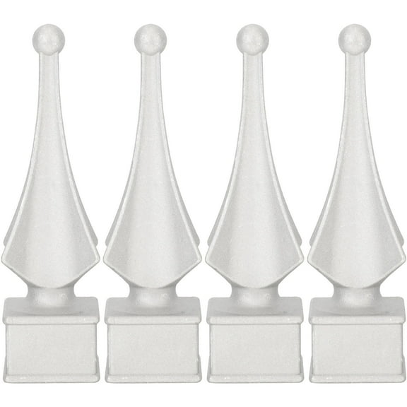 BESTOYARD Aluminum Quad Finial Fence Decor Silver 4pcs