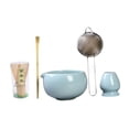 thumbnail image 3 of Juego de 5 cuencos para ceremonia de matcha, herramientas de cerámica, batidor de bambú para matcha Azul, 3 of 9
