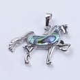 thumbnail image 2 of 5 pc Abalone Shell/Paua Shell Pendants with Platinum Tone Brass Bail Unicorn 25.5x35.5x2.5mm Hole: 5x8mm, 2 of 4