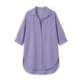thumbnail image 6 of Shihyeh Womens Button Down Shirts Linen Cotton Long Sleeve Blouse Tunic Tops Cover Up Shirt Loose Beach Bikini Dress, 6 of 6