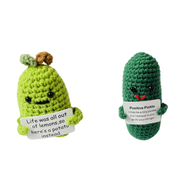 Linda papa de ganchillo con tarjeta positiva, regalos de alegría para amigos (L) Verde