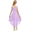 thumbnail image 3 of Miutii Kids Girls Sleeveless Chiffon Junior Bridesmaid Dresses Shiny Sequins Asymmetrical Hem Evening Lavender 16, 3 of 5