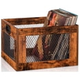 thumbnail image 1 of Caja de almacenamiento de discos de vinilo con forma de gaviota, madera, color marrón, 1 of 6