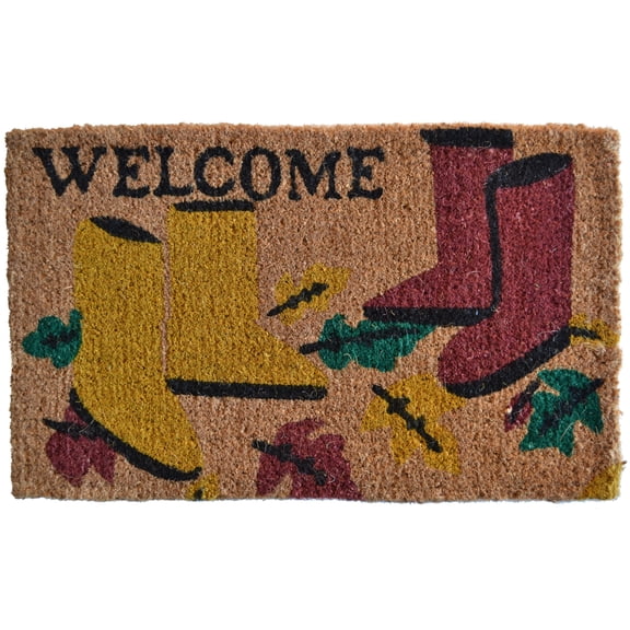 30" Yellow and Brown Rectangular Garden Boot Basic Coir Door Mat