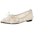thumbnail image 3 of Casual Shoes for Women Elegant Wide Fit Lace Mesh Pointed Toe With Bow Breathable Casual Shoes For Everyday Wear,Beige,CN:41(US:9), 3 of 7