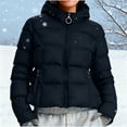 thumbnail image 4 of Ashirexll Womens Puffer Coats, Winter Coats for Women, Fall and Winter Solid Color Hooded Zipper Windproof Warm Coat, 4 of 7