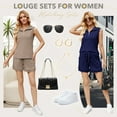 thumbnail image 6 of VDJ Two Piece Outfits for Women Lounge Sets Vest Tops and Shorts Set Sweatsuits with Pockets Coffee Sleeveless Fashion Tracksuit, 6 of 12