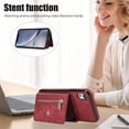 thumbnail image 4 of REQO Phone Case for iPhone XR 6.1 Wallet Cover with Wrist Crossbody Strap Lanyard Credit Card Holder Stand Leather Cell Accessories iPhoneXR iPhone10R i Phonex 10XR 10R RX CR iPhoneXRcases Women Red, 4 of 7