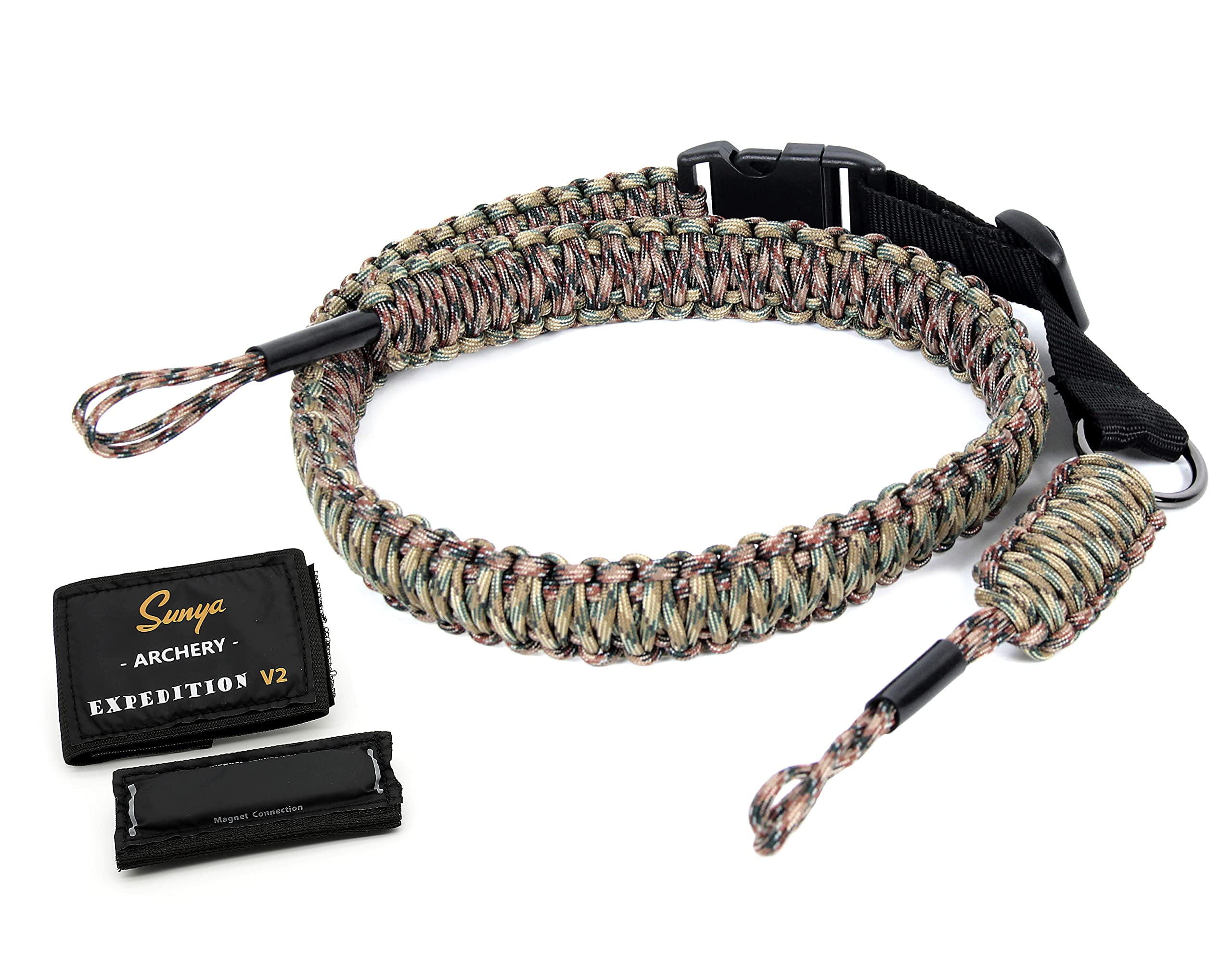 SUNYA Paracord Compound Bow Sling with V2 Upgraded Connection System. Lightweight Hands