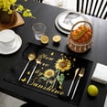 thumbnail image 3 of Sunflower Placemats Set of 6, Vintage Botanical Placemats for Dining Table, Place Mats for Kitchen Tabletop, Waterproof Wipeable Dining Table Mats Set, 3 of 9