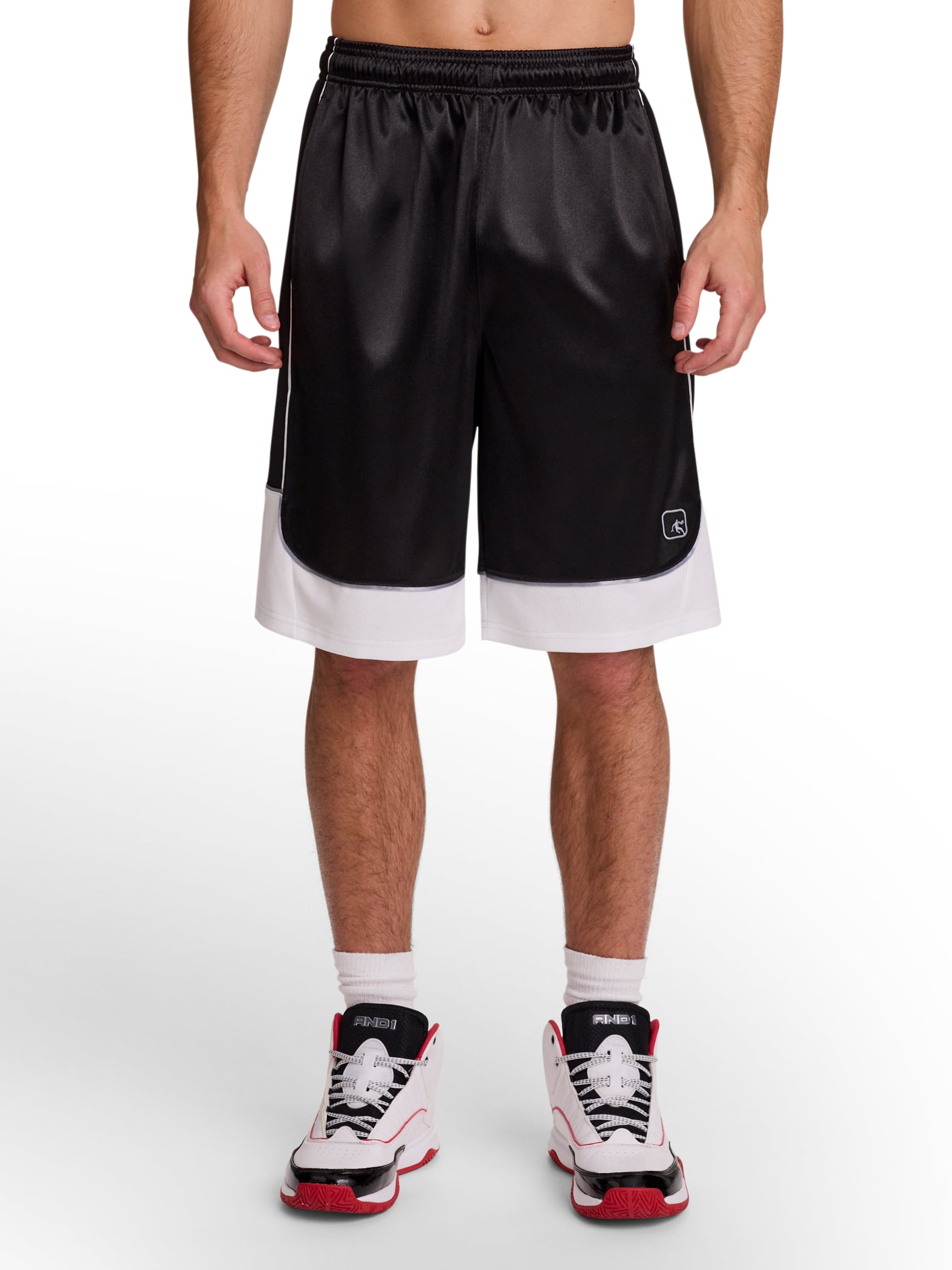 AND1 Men's and Big Men's All Court Colorblock Short, 11" inseam, up to Size 5XL