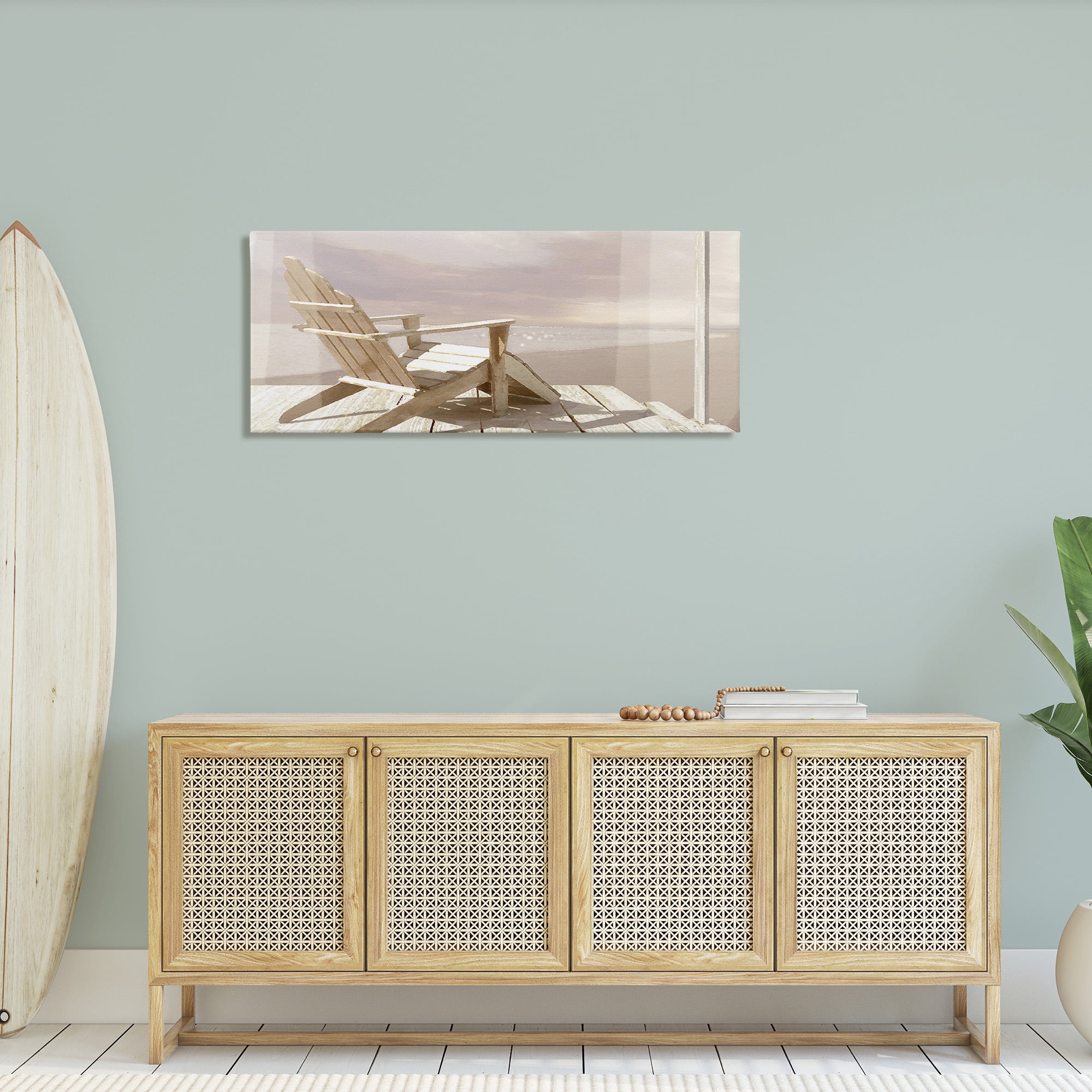 Stupell Industries Chair Overlooking Beach Landscape Photography Gallery Wrapped Canvas Art Print Wall Art, 48 x 20